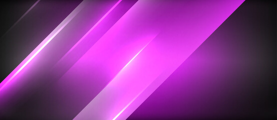 Obraz premium Neon dynamic diagonal light rays background. Techno digital geometric concept design for wallpaper, banner, presentation, background