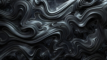 Obraz premium Elegant Ink Swirl Composition with Abstract Shaping and Natural Form Hints in Monochrome Palette