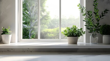 Fototapeta premium 窓と観葉植物