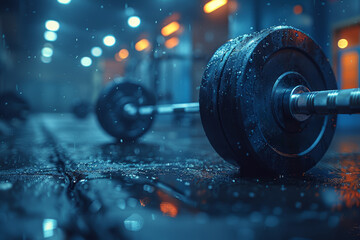 A man lifting weights in a gym, representing strength training. Concept of muscle health. Generative Ai.