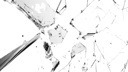 Broken glass on transparent background 