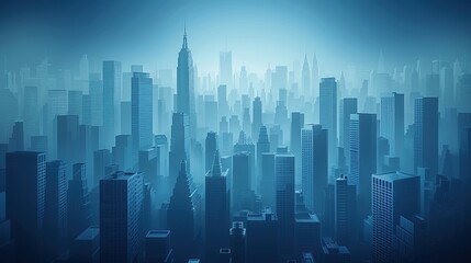 Obraz premium Cityscape with Blue Mist. AI Generative