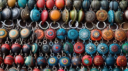 Obraz premium Colorful Handmade Keychains with Intricate Designs. AI Generative