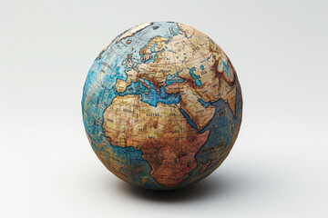 A globe where countries are marked by different historical time periods. Concept of global history and time. Generative Ai.