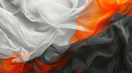 Obraz premium Grainy Abstract Color Wave with Noisy Texture: Gray, Orange, Red, White, and Black Design for Banner