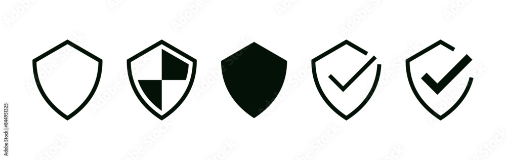 Poster Shield check mark icon or security shield protection icon with tick symbol