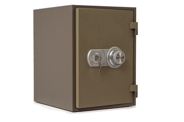 metal safe with combination lock isolated