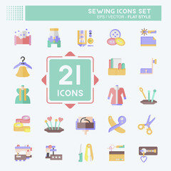 Icon Set Sewing. related to Textile Industry symbol. flat style. simple design illustration