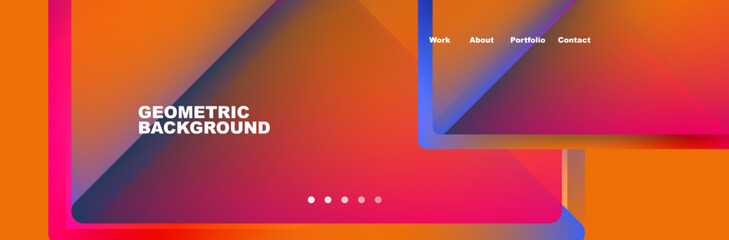 Colorful fluid gradient triangles and squares web site template. Vector Illustration For Wallpaper, Banner, Background, Card, Book Illustration, landing page