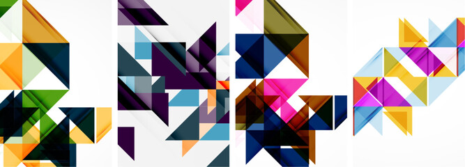 Triangle poster geometric background set