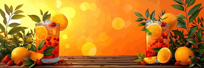  A refreshing glass of iced tea with lemon slices