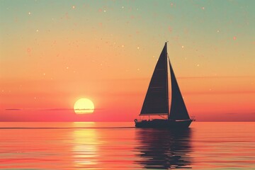 Fototapeta premium A sunset cruise on a sailboat