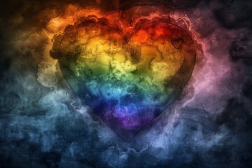 Smoky heart shaped rainbow, creating a mystical and ethereal look, perfect for fantasy and love themed designs