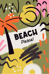 Beach Please Hand Drawn Summer Poster