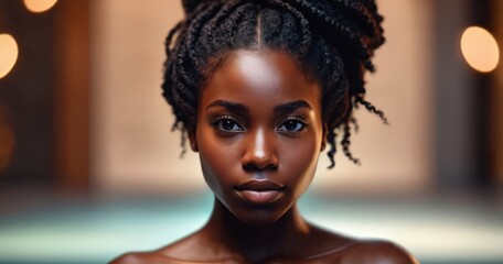 Fototapeta premium Close-up portrait of a beautiful girl in a spa on a blurred background 