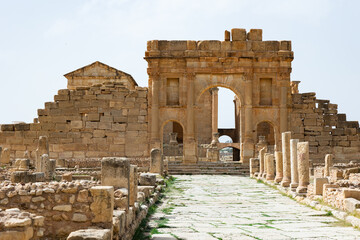 Arch of Antoninus Pius in Roman ancient city Sufetula in Sbeitla, Tunisia