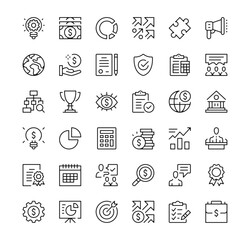 Startup icons set. Vector line icons. Black outline stroke symbols