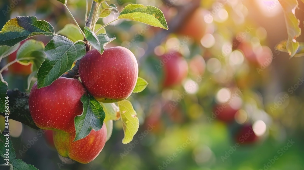 Sticker Mature apples hanging from a tree limb