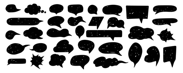 Speech bubble icon set. Hand drawn chat icon set, isolated on white background. Chat icon set.
