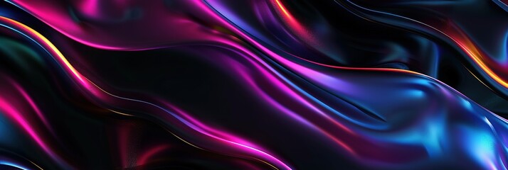 Obraz premium Black Surface with Colorful Neon Accents. Smooth Texture Background