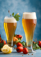 glass of beer with foam