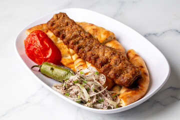 Traditional delicious Turkish foods; Adana kebab