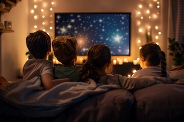 Naklejka premium Enjoyable family game nights, movie marathons, and lively group gatherings for quality time together