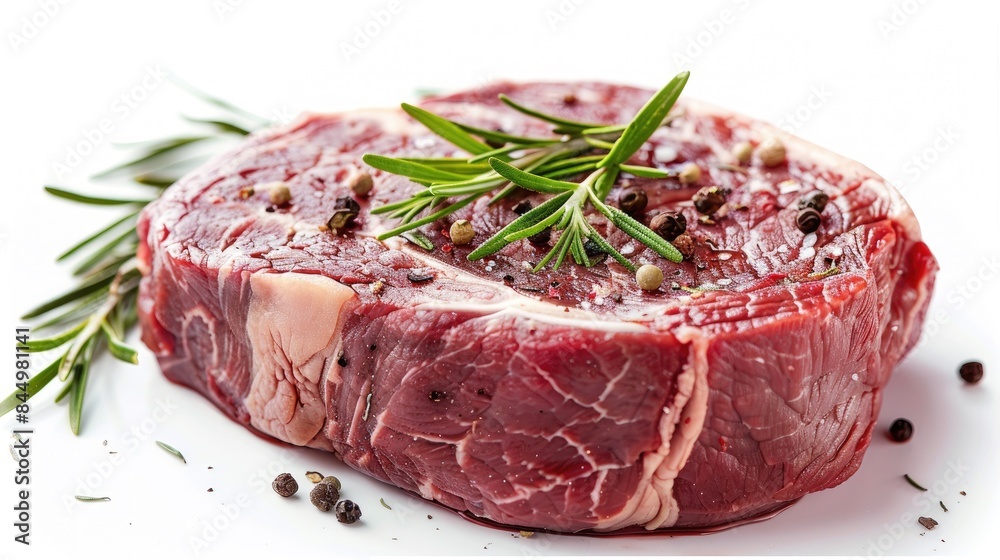 Canvas Prints Isolated Raw Rib Eye Steak in Close up on White Background