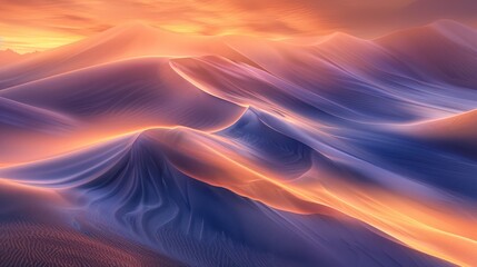 Obraz premium Desert landscape sand dunes background wallpaper. Desert view with wind blowing. 