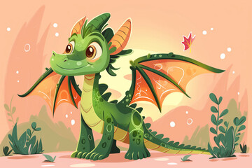 Cheerful Daybreak: Playful Green Dragon