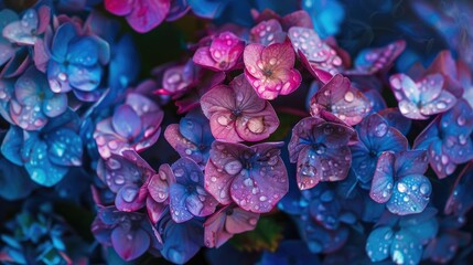 Obraz premium Hydrangea blossoms in full bloom outdoors