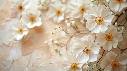 Delicate White Blooms on Elegant Paper Background