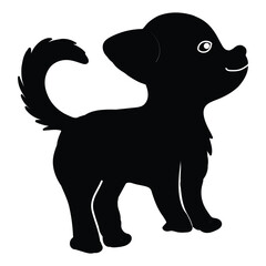 puppy silhouette cute play full pup vector Illustration
