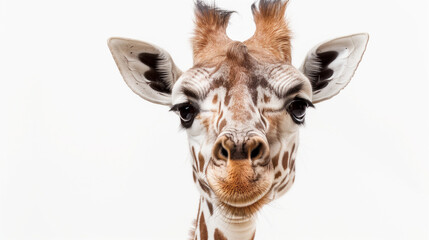 Obraz premium A captivating portrait of a young giraffe with a curious expression