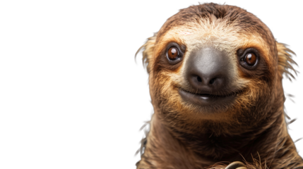A captivating portrait of a young sloth with a curious expression