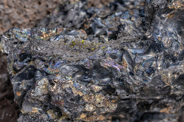 Hawaii Volcanoes National Park, 1969 Lava Flow from Fissure vent,  Kīlauea volcano.  The Blue Dragon Lava Flow is one of the youngest lava flows in the park and has a bluish glaze on the surface.