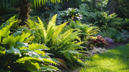 Attractive ferns in the yard