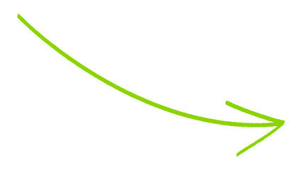 Curved Light Green Arrow Pointing Down Right