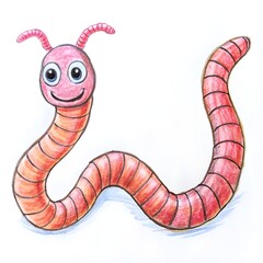 Fototapeta premium Child's Illustration of a Worm: AI-Generated Hand-Drawn Representation