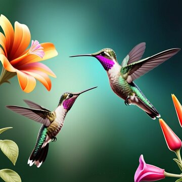 Hummingbird and Flower
