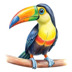 Child's Illustration of a Toucan: AI-Generated Hand-Drawn Representation