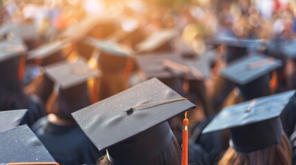 a group of students wearing togas and graduation caps. They gather together for the graduation ceremony.