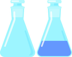 ガラスの栓付きの三角フラスコ