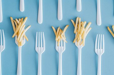 Playful Dining: French Fries on Forks