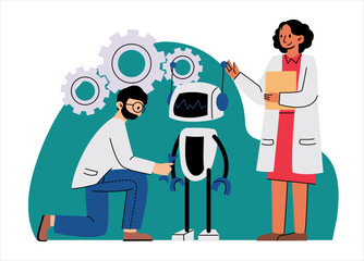 Artificial Intelligence, AI Concept Illustration. Artificial Intelligence Robotics Maintenance Illustration. 