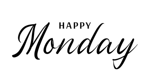 Happy Monday - Vector text banner isolated on transparent background - Illustration with beautiful calligraphy
