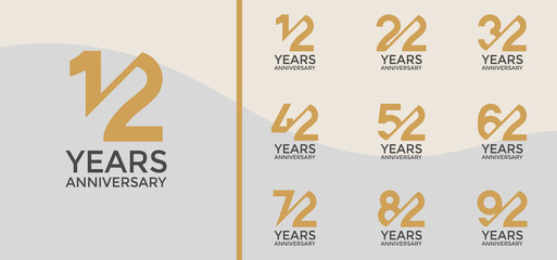 anniversary logo style set with brown color and slash can be use for celebration moment