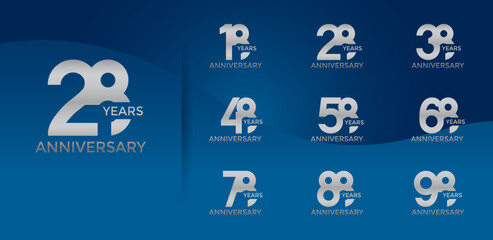anniversary logo style set with silver color can be use for celebration moment