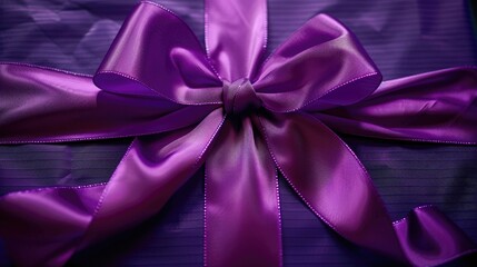 A vibrant purple bow adorns the gift
