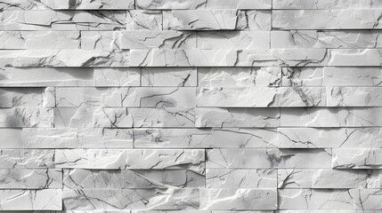 Fototapeta premium White brick wall texture background for stone tile block painted in grey light color wallpaper modern interior and exterior and backdrop design. 